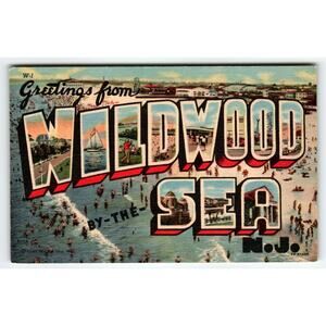 Vintage Postcard - Greetings From Wildwood By-The-Sea N.J. - Large Letter Scenes